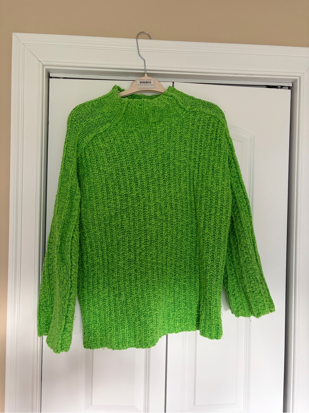 Free People Green Chunky Knit Mockneck Sweater